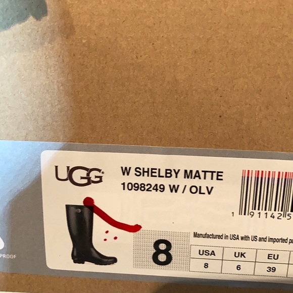 UGG Shelby Olive Green Matter Rubber Rain Boots - Picture 7 of 7